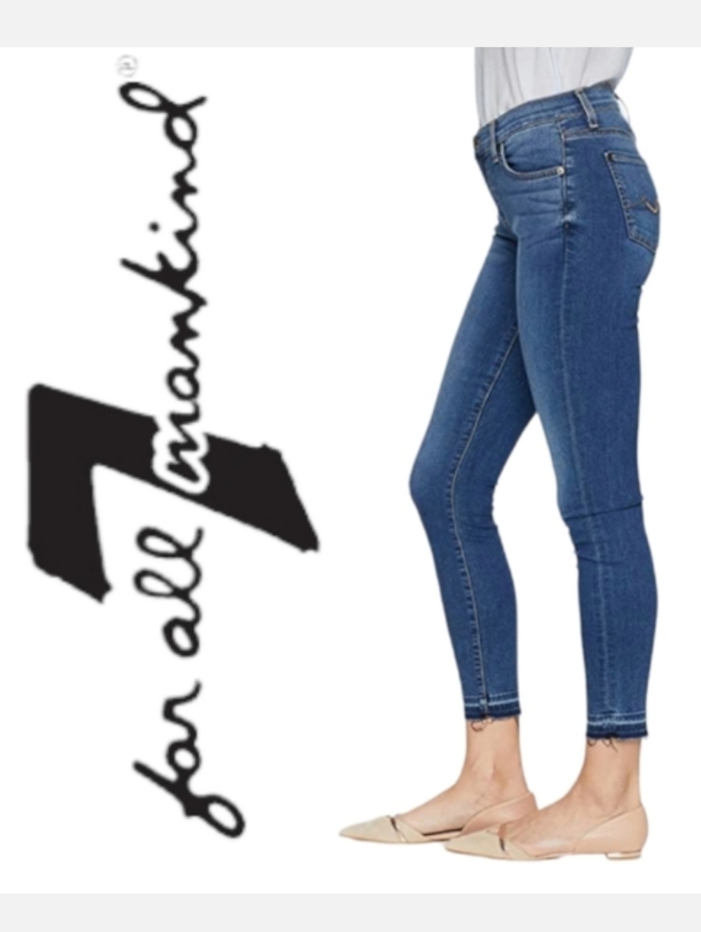 7 FAM Gwenevere Jeans Ankle Skinny Dark Wash Indigo Mid Rise Sz 26